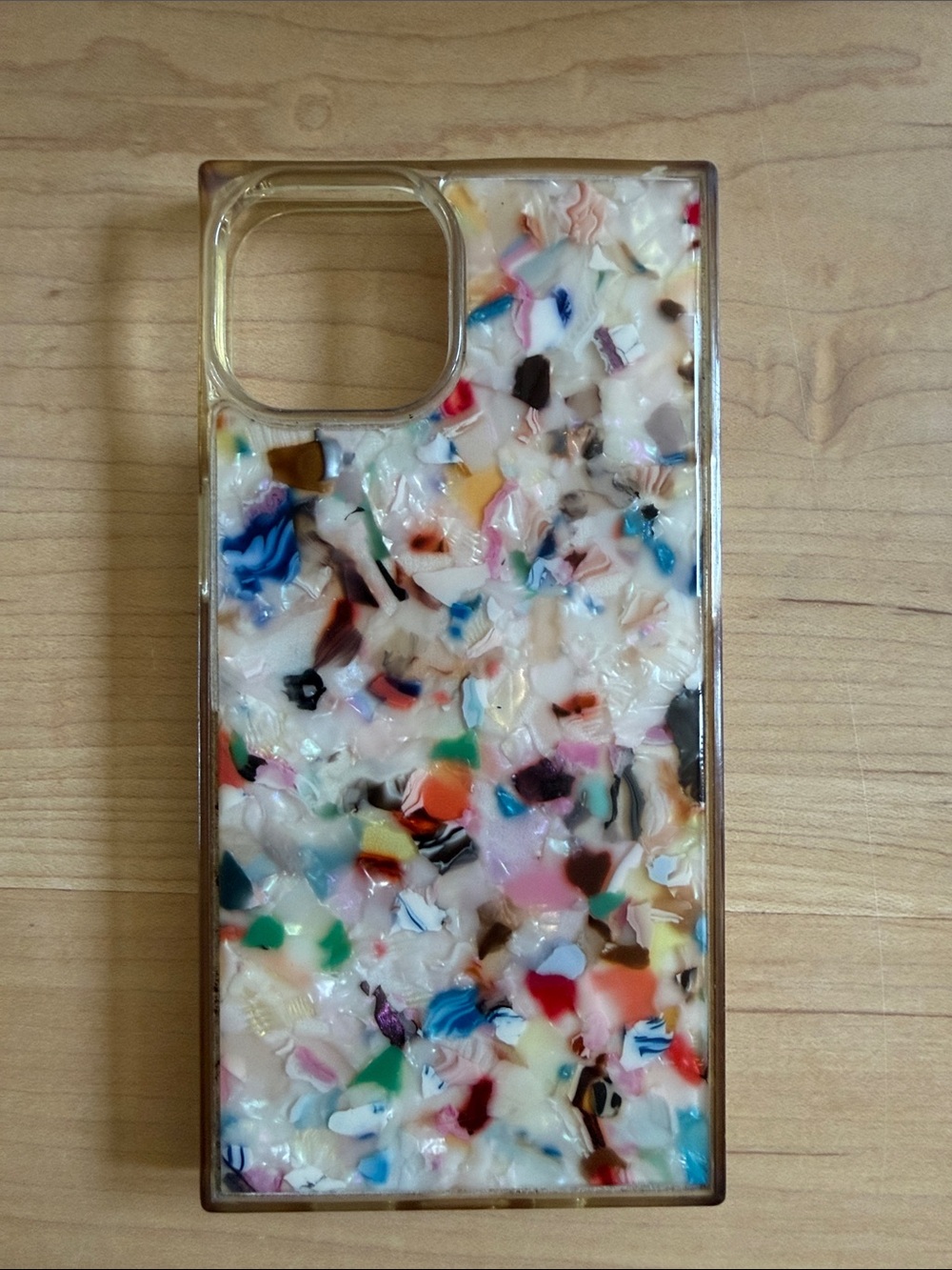 Flaunt iPhone 14 Rainbow Confetti Tortoise Shell Phone Case - Clear Base